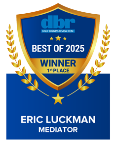 Daily Business Review "Best of 2025" award badge — Winner, 1st Place, Eric Luckman, Mediator