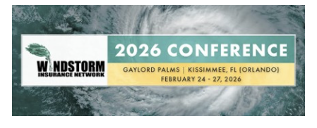 Windstorm Insurance Network 2026 Conference logo — Gaylord Palms, Kissimmee, FL, February 24-27, 2026